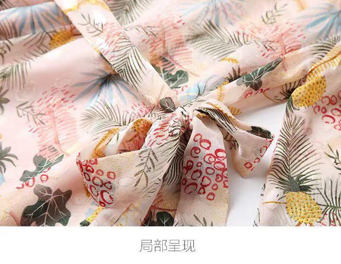 Chanel香奈兒 法國專櫃同步新款 2019春夏新款 簡約氣質 雪紡 提花印花連衣裙  xly1363